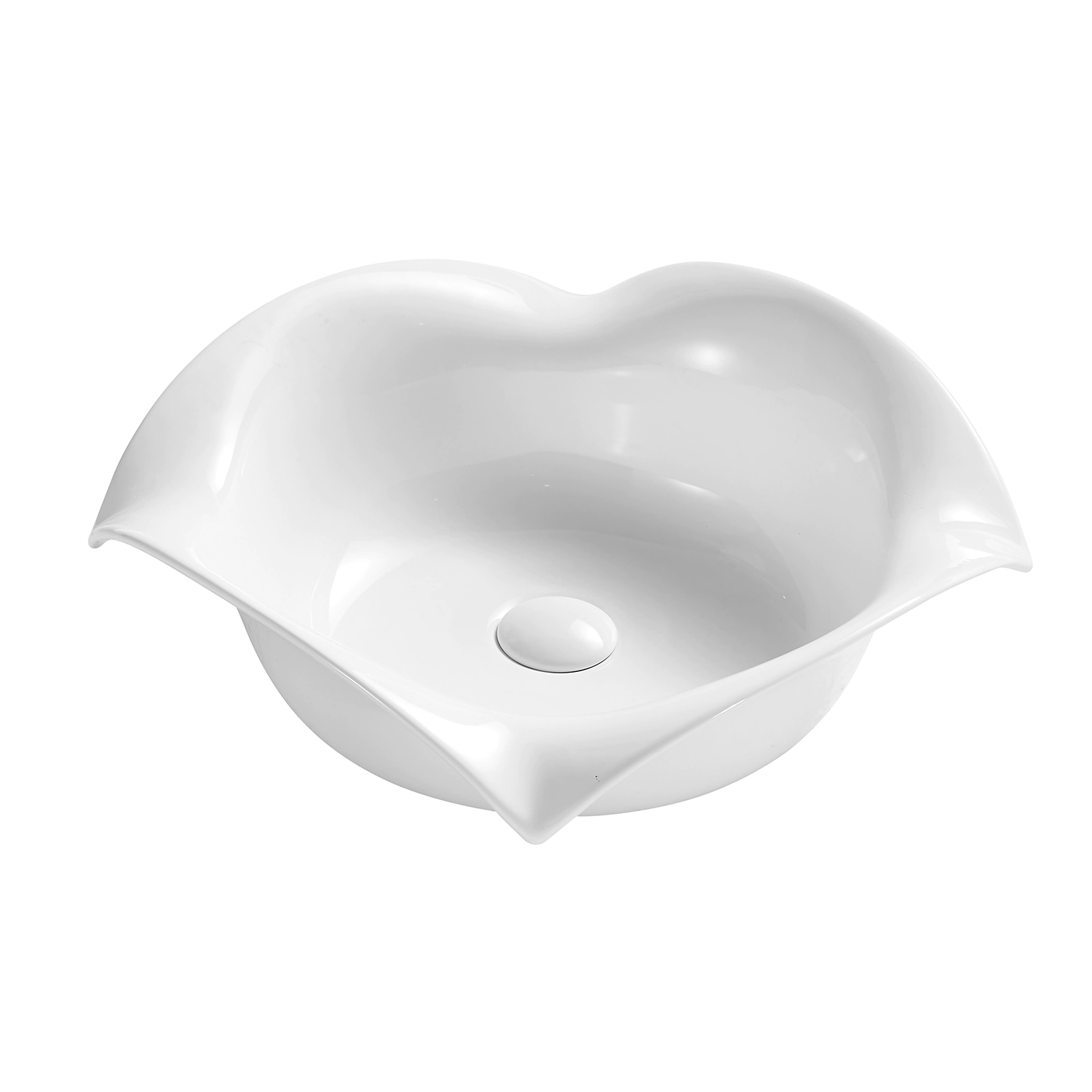 Flower shape vessel sink white small porcelain bathroom sink irregular 36 ceramic vessel sink compact sinks for small bathrooms